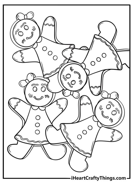 Gingerbread woman cookie with dress fun printable coloring sheet