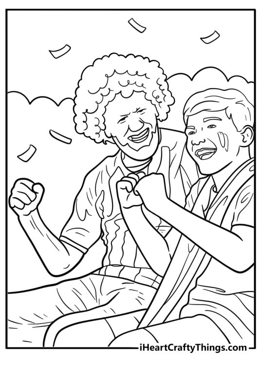 Grandparents watching a school play with pride free coloring page pdf