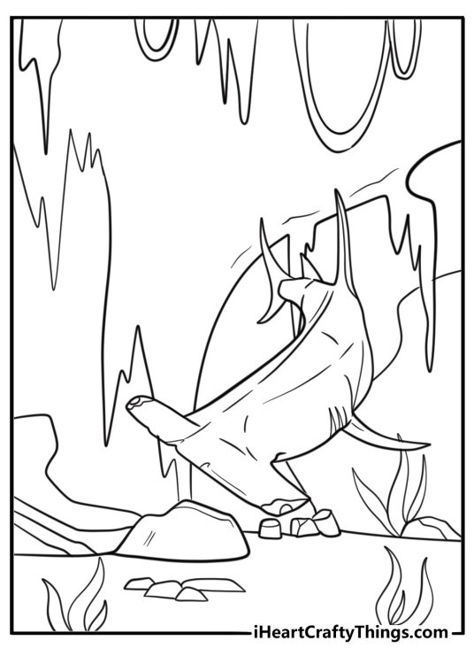 Hammerhead shark near underwater cave coloring page