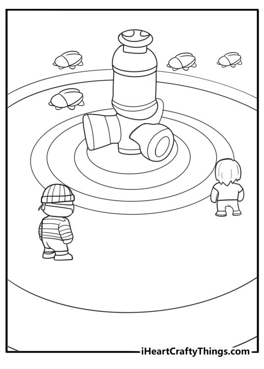 Inmate 613 running through punching walls on Bot Bash coloring page