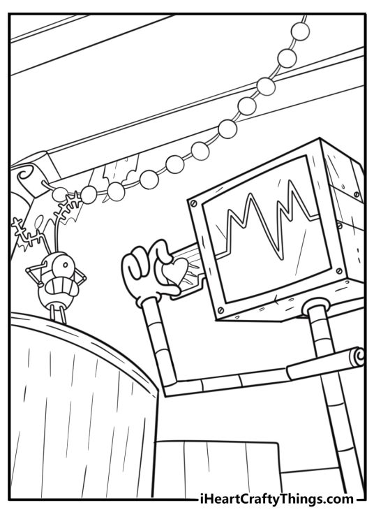 Karen removing her empathy chip coloring page