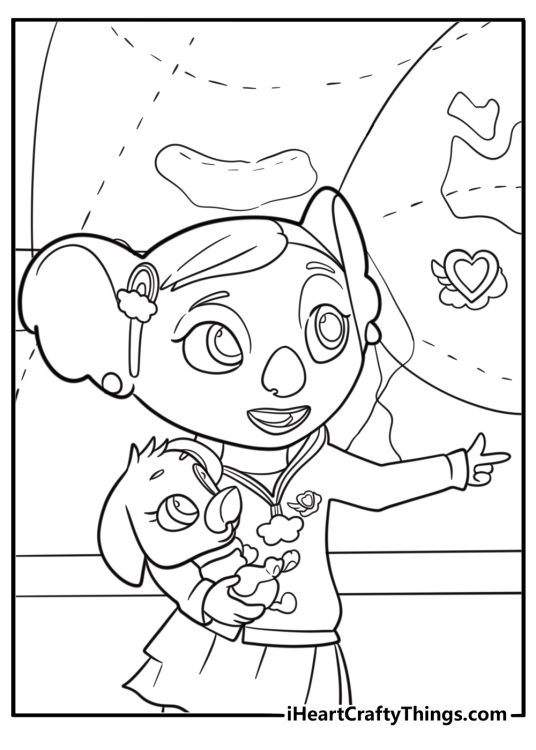 Kc the koala checking delivery routes on a screen coloring page