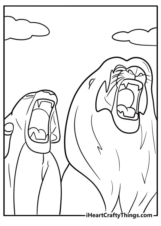Kiara roaring at the sky with Mufasa