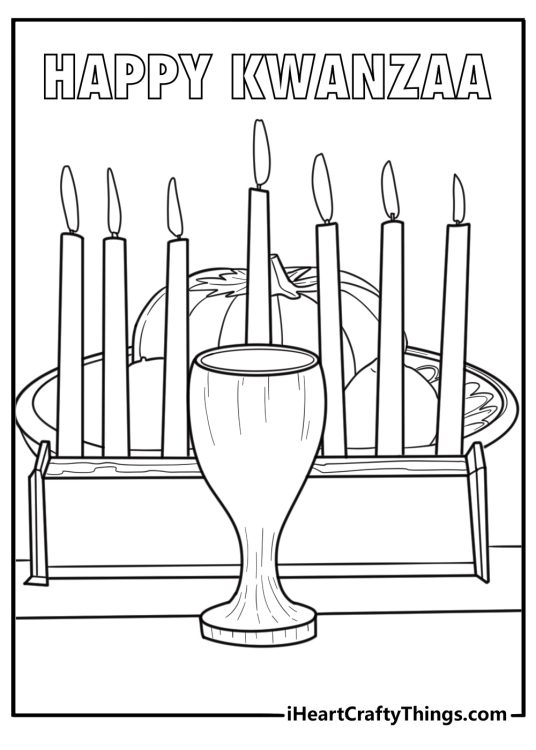 Kinara with seven candles kwanzaa coloring page