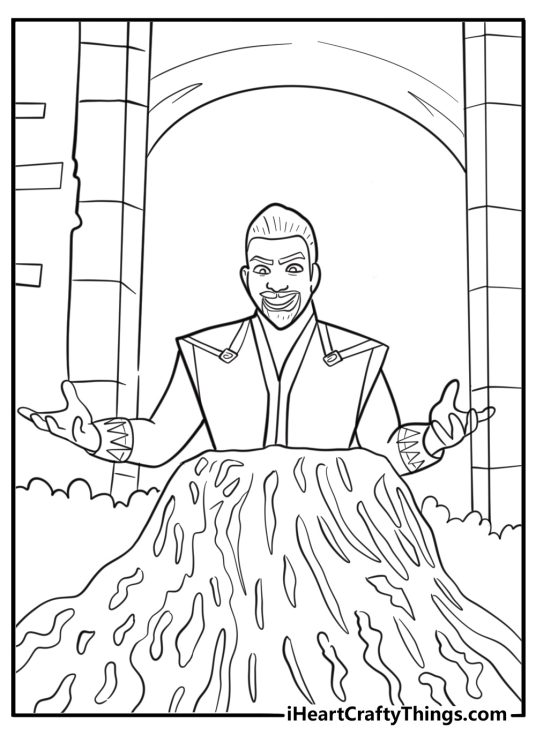 King Magnifico casting a spell in his castle free coloring page