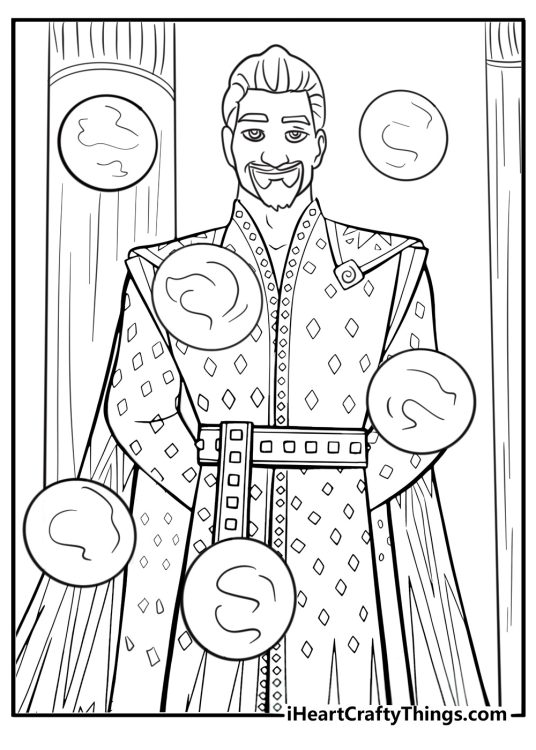 King Magnifico in his throne room with magic orb coloring page