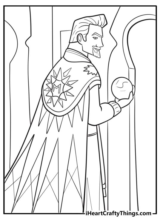 King Magnifico looking at a wish orb fun coloring sheet