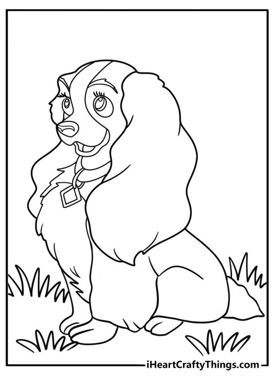 Lady wearing her collar coloring page