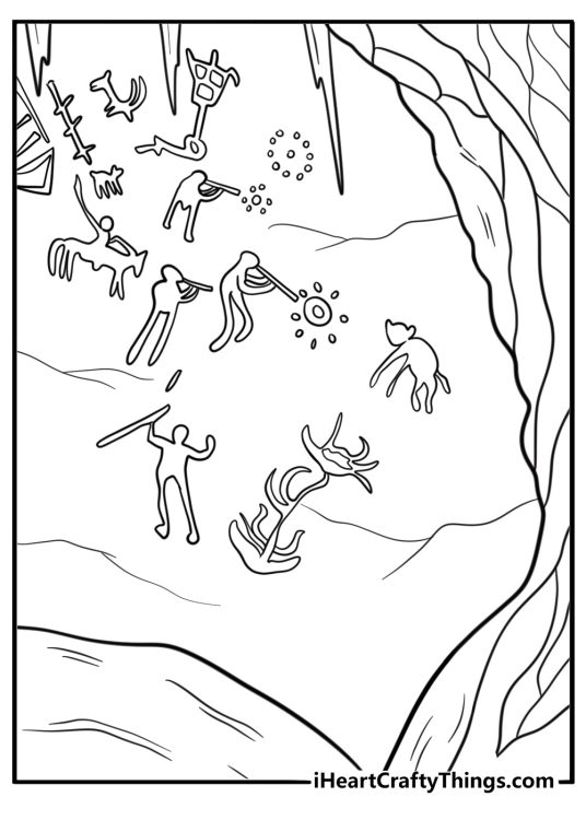Legend of Ochi ancient symbols on cave walls coloring page