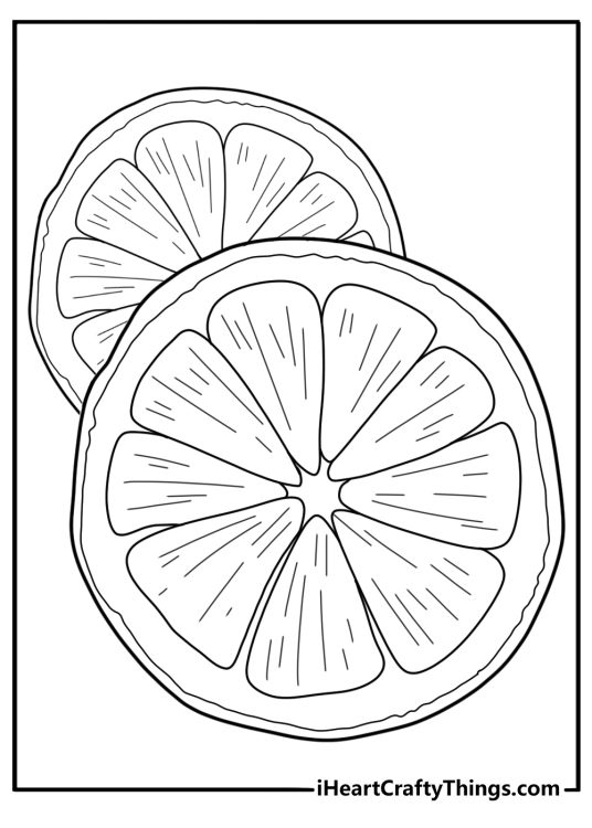 Lemon slice with visible pulp coloring page