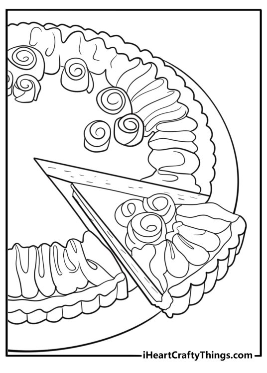 Lemon tart with whipped cream coloring page