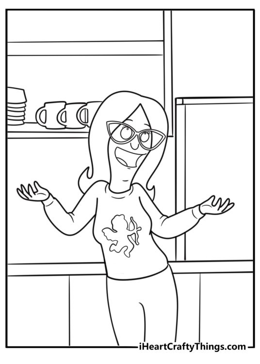 Linda Belcher singing with passion coloring page