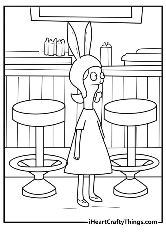 Louise sneaking around the restaurant coloring page