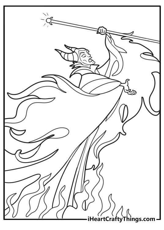 Maleficent creating a magical barrier coloring page