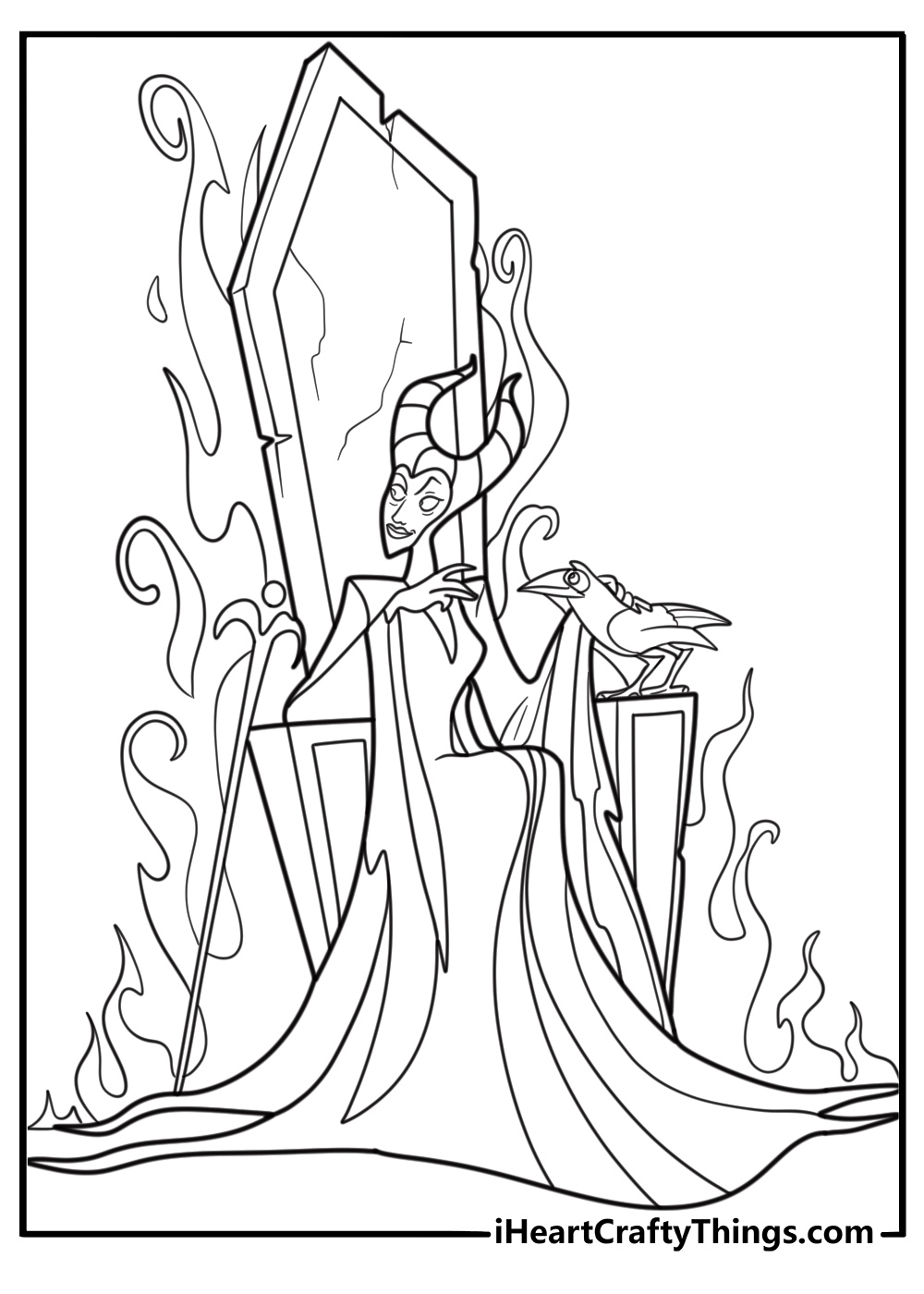 maleficent in her throne room coloring sheet