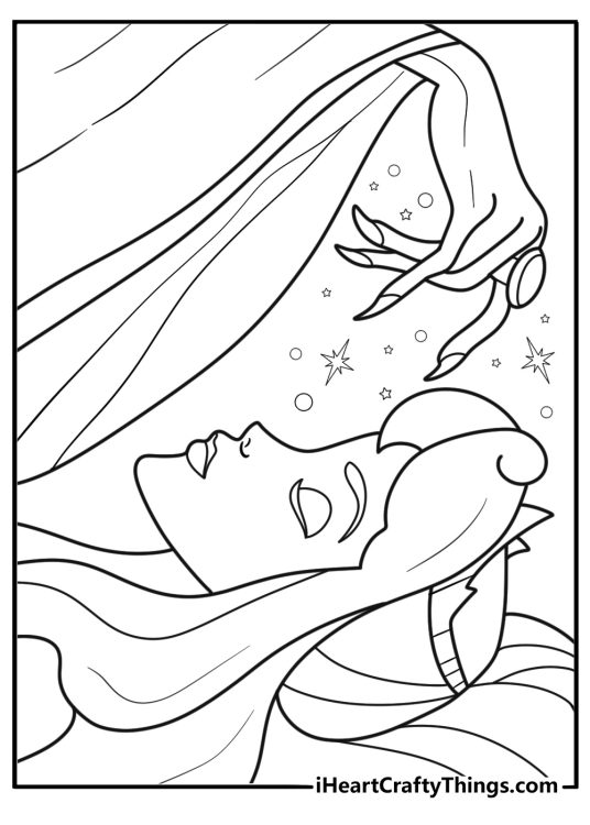 Maleficent placing the sleeping curse coloring page