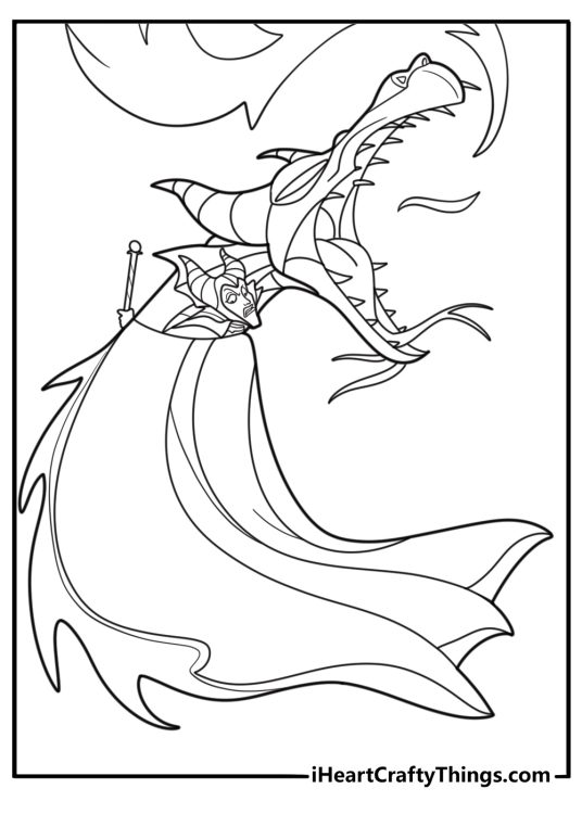 Maleficent transforming into a dragon coloring sheet