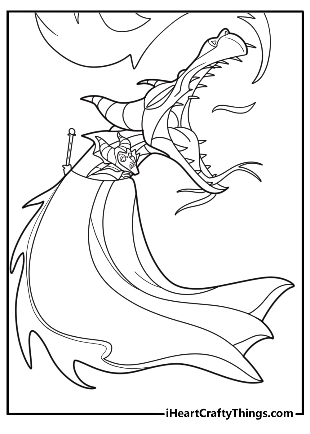 maleficent transforming into a dragon coloring sheet