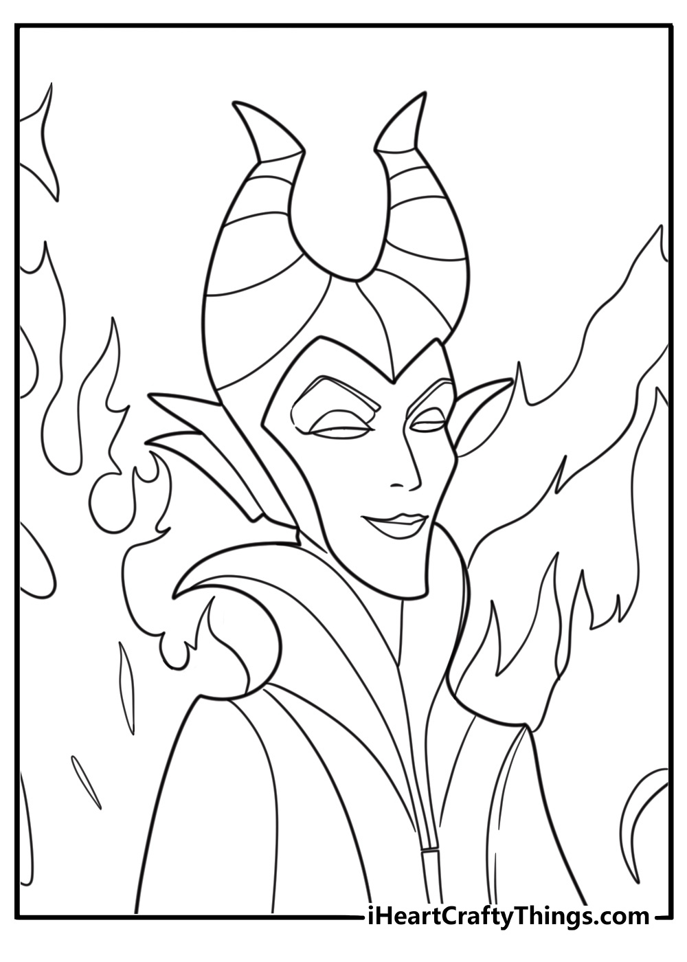 maleficent with glowing green eyes coloring sheet
