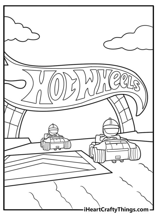 Miner Herber racing through mud trail on Hot Wheels Hustle coloring page