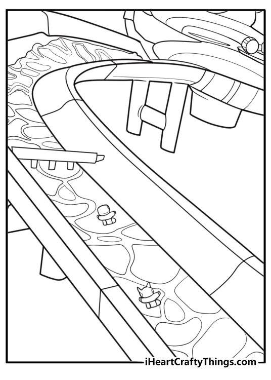 Ms Miaow falling into slime pit on Super Slide map coloring sheet