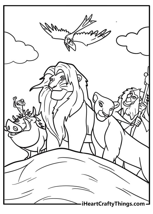 Mufasa being crowned King of Milele printable sheet for kids