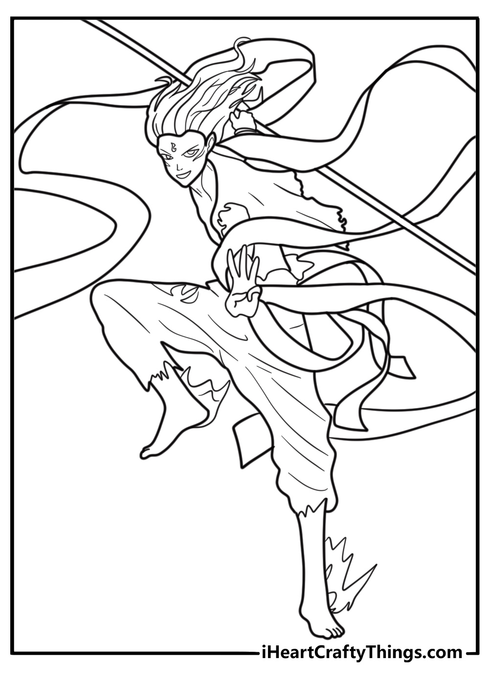 ne zha fighting with a spear coloring page