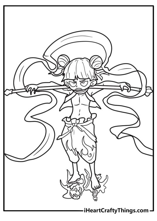 Ne Zha in traditional Chinese armor coloring page