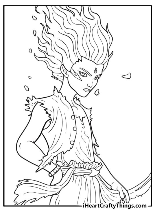 Ne Zha with golden bracelets on his arms coloring page