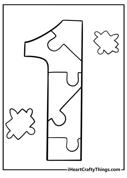 Number 1 as a puzzle piece learning activity