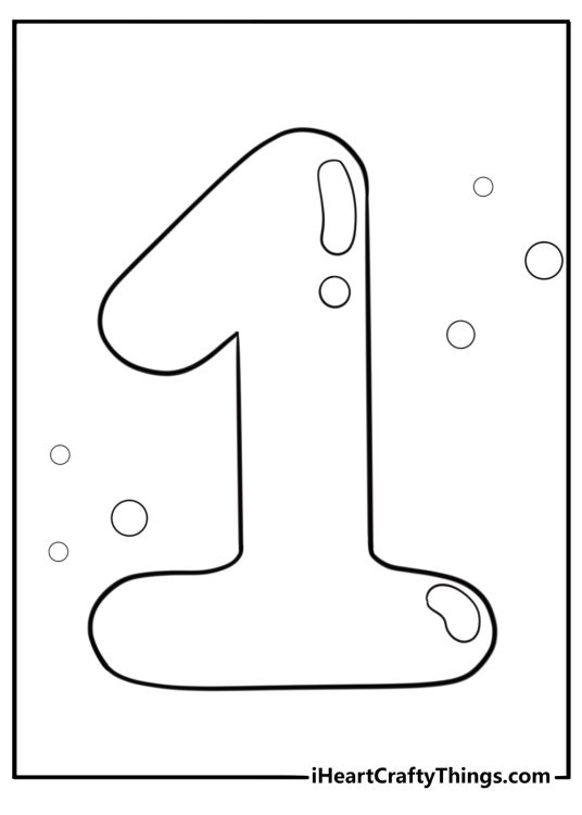 Number 1 in bubble style rounded edges
