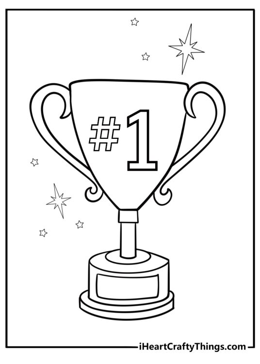 Number 1 inside a trophy symbol of winning