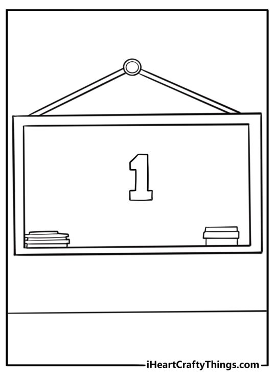 Number 1 on a chalkboard classroom theme
