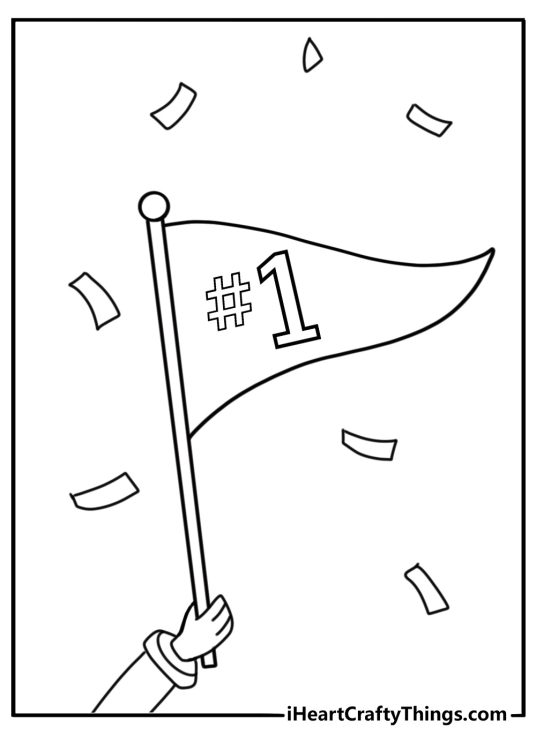 Number 1 on a flag celebration theme