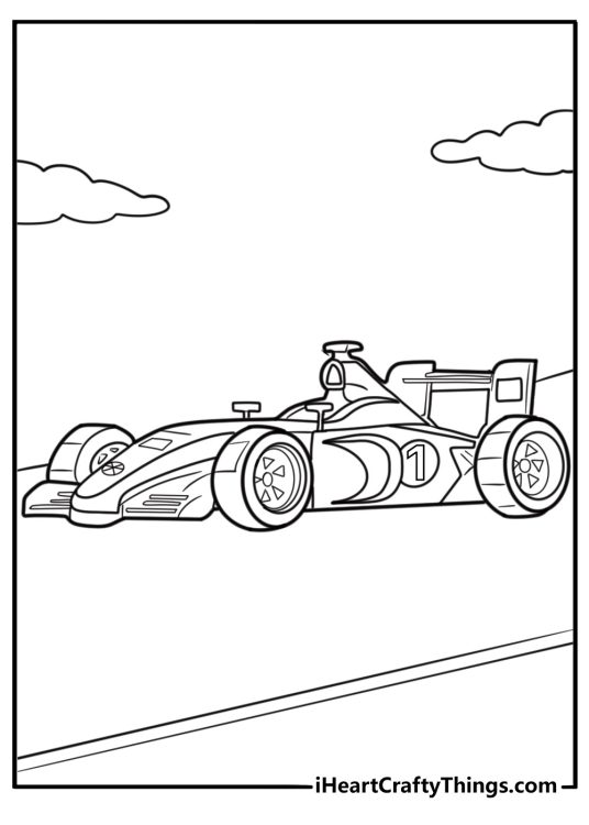 Number 1 on a racing car speed themed