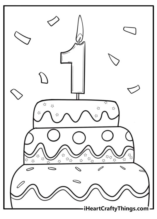 Number 1 shaped like a candle birthday theme