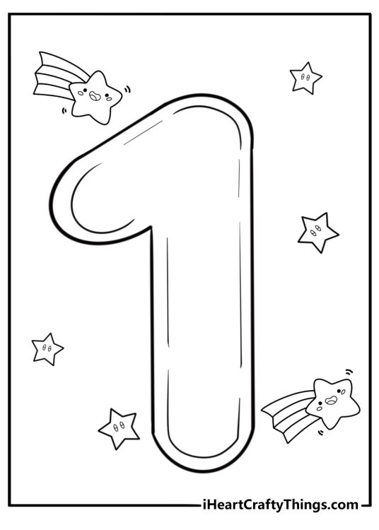 Number 1 surrounded by stars celebration style