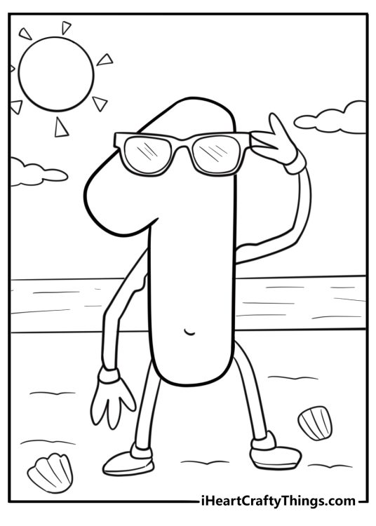 Number 1 wearing sunglasses summer theme