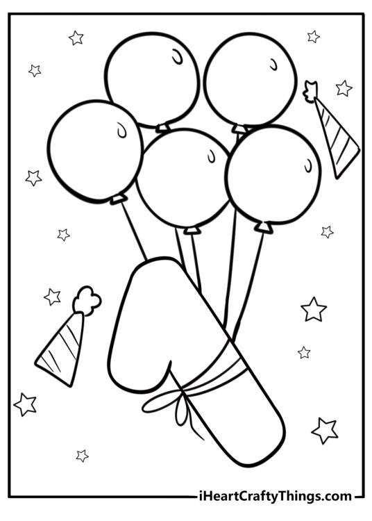 Number 1 with balloons birthday party look