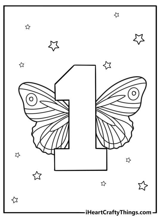 Number 1 with wings fantasy themed