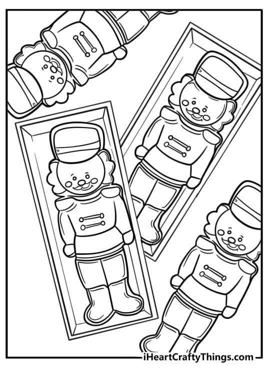Nutcracker-shaped cookie with soldier details coloring page