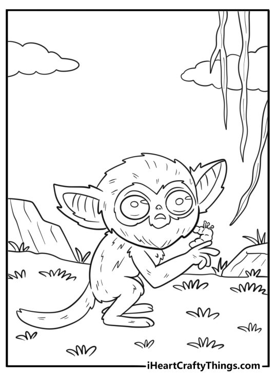 Ochi reaching toward glowing blue roots coloring page