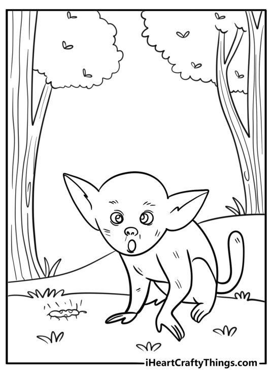 Ochi standing next to a strange glowing creature coloring page
