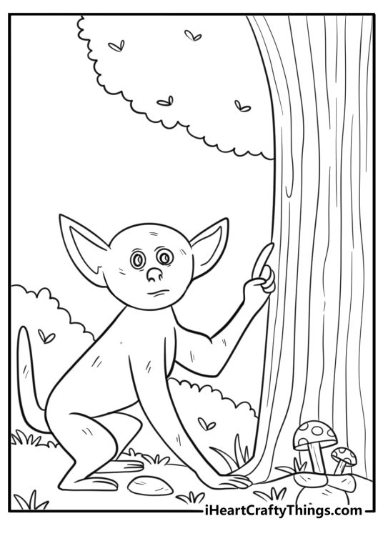 Ochi touching a magical tree coloring page
