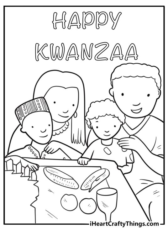 Parents teaching kids about kwanzaa values free pdf coloring page