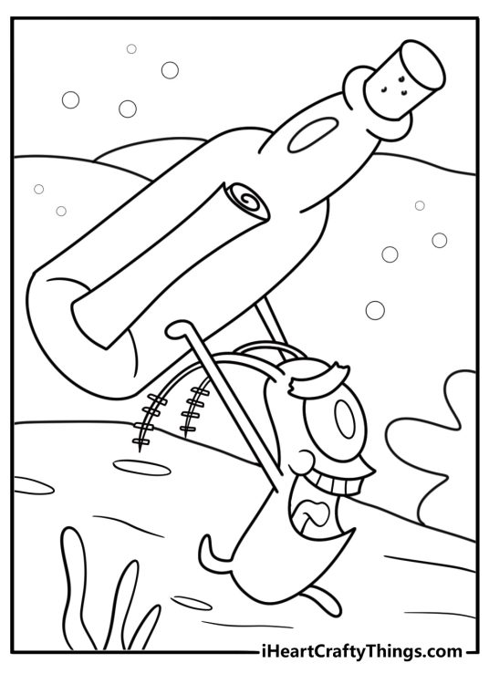 Plankton trying to steal the Krabby Patty formula detailed coloring sheet