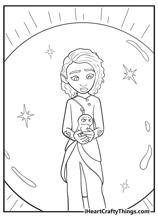 Princess ellian and bolinar in a glowing magic circle coloring page
