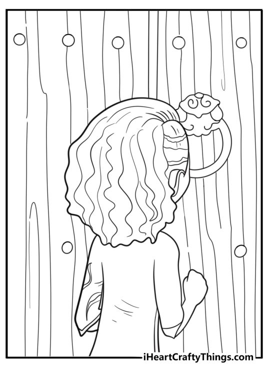 Princess ellian using light magic to open a secret door coloring page