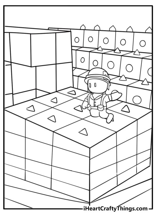 Private Pyle ducking under spike trap in Rush Hour map coloring page