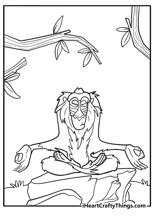 Rafiki having a vision near a glowing tree detailed page to color
